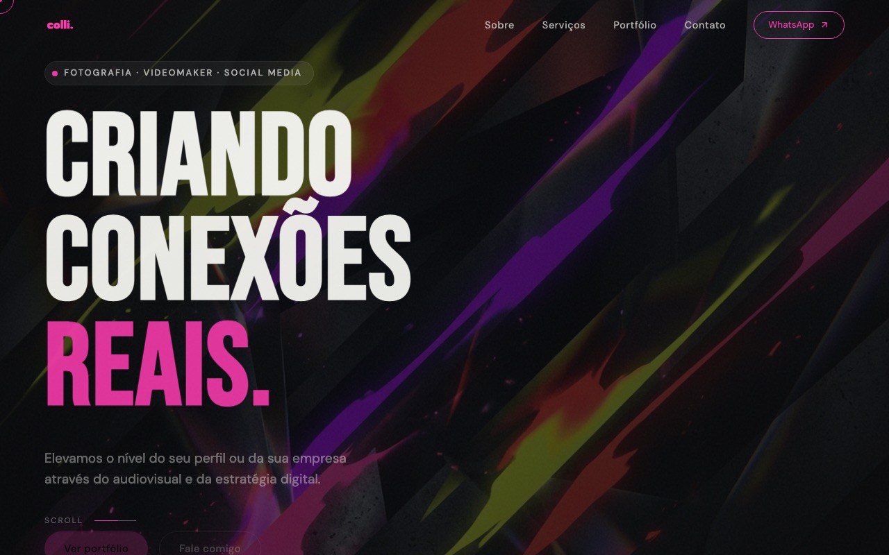Página inicial do site da Colli Produções